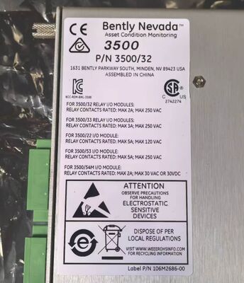 125720-02 Módulo de Relé Bently Nevada 3500 de 4 Canais Altura Completa com Lógica de Acionamento de Alarme